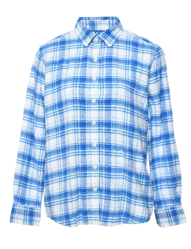 Land's End Checked Shirt - L Simple Hoodies for Women