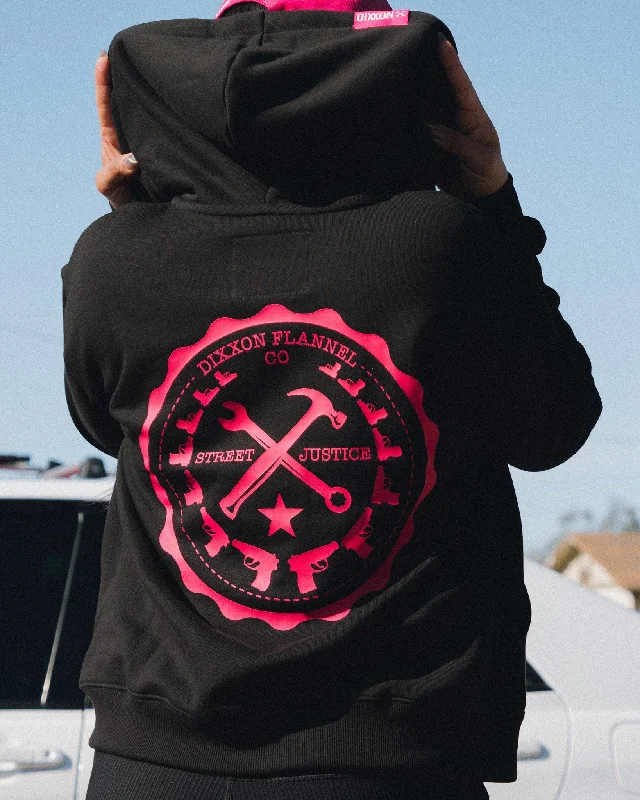 Women's Pink Bandit Zip Up Hoodie - Black Classic Women’s Sweatshirt