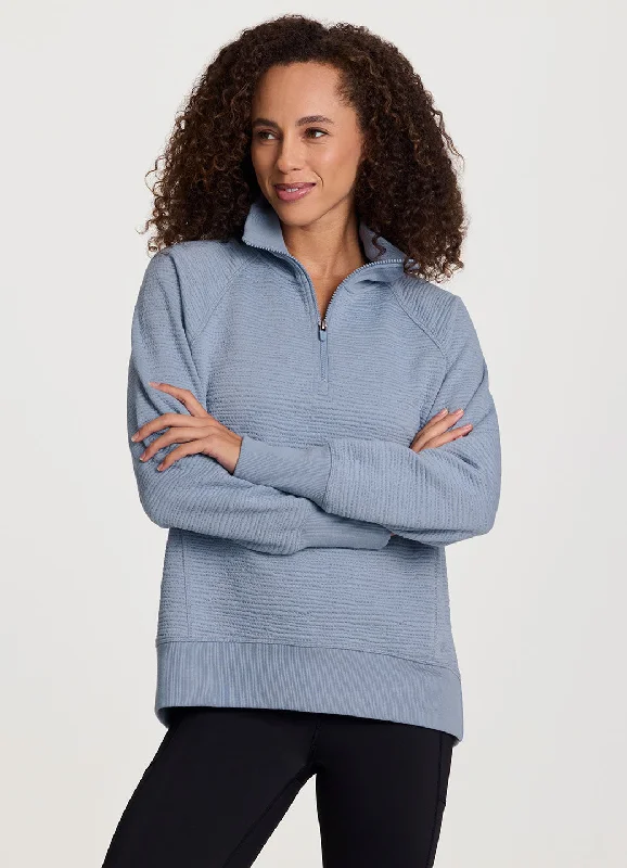 Easy Living Textured 1/4 Zip Pullover Cozy Sweatshirt Design