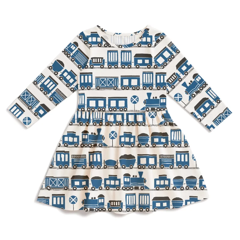 Calgary Dress - Trains Blue Pastel unclassified dresses