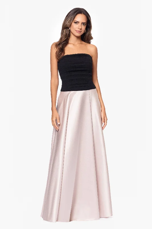"Layla" Floor Length Scuba Crepe and Satin Gown Neutral tone unclassified dresses