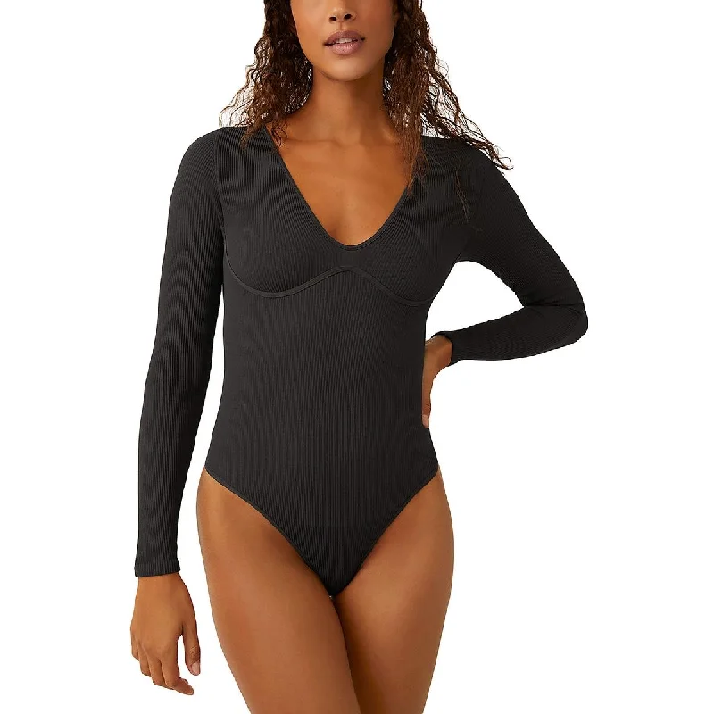 Intimately Free People Womens Ribbed Nylon Bodysuit Lounge unclassified dresses