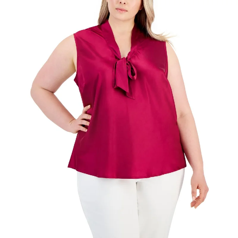 Kasper Womens Plus Tie Front Dressy Blouse Corset unclassified dresses