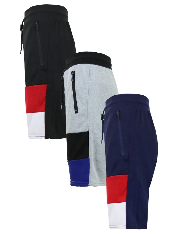 3-PACK Men's French Terry Sweat Shorts Casual Summer Set Floral Print Shorts
