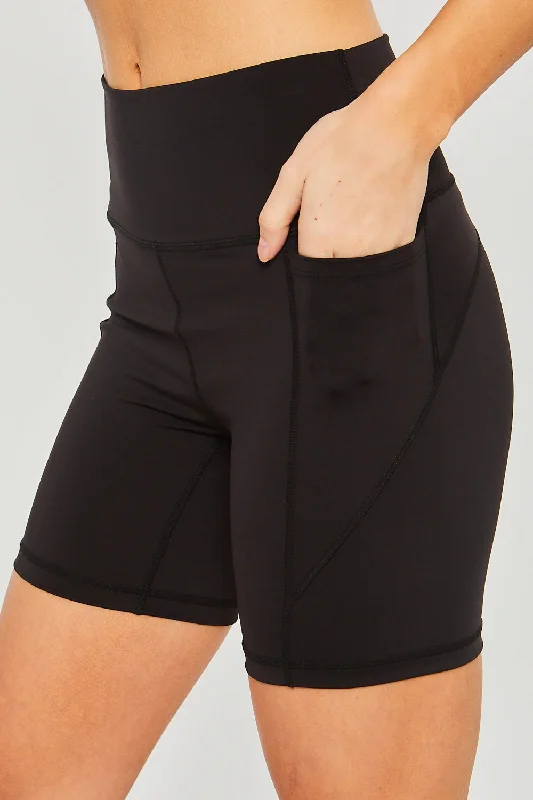 High Waist Seam Detail Active Shorts High-Waist Bermuda Shorts