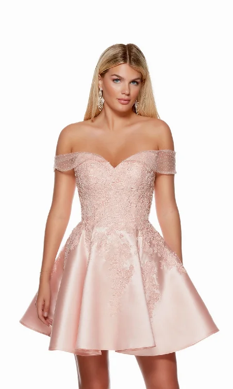 Alyce Off-the-Shoulder Short Homecoming Dress 3128