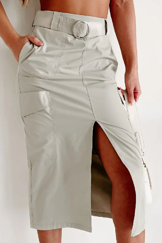 Daily Vibe Cargo Midi Skirt (Dark Sage)