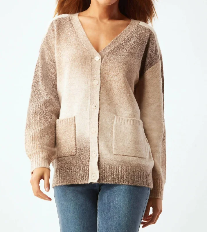 Space Dye Cardigan In Neutral Ombre Zip-up sweaters