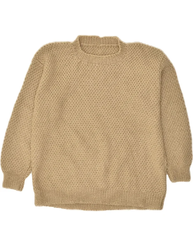 VINTAGE Womens Crew Neck Jumper Sweater UK 16 Large Brown Best sweaters for hiking